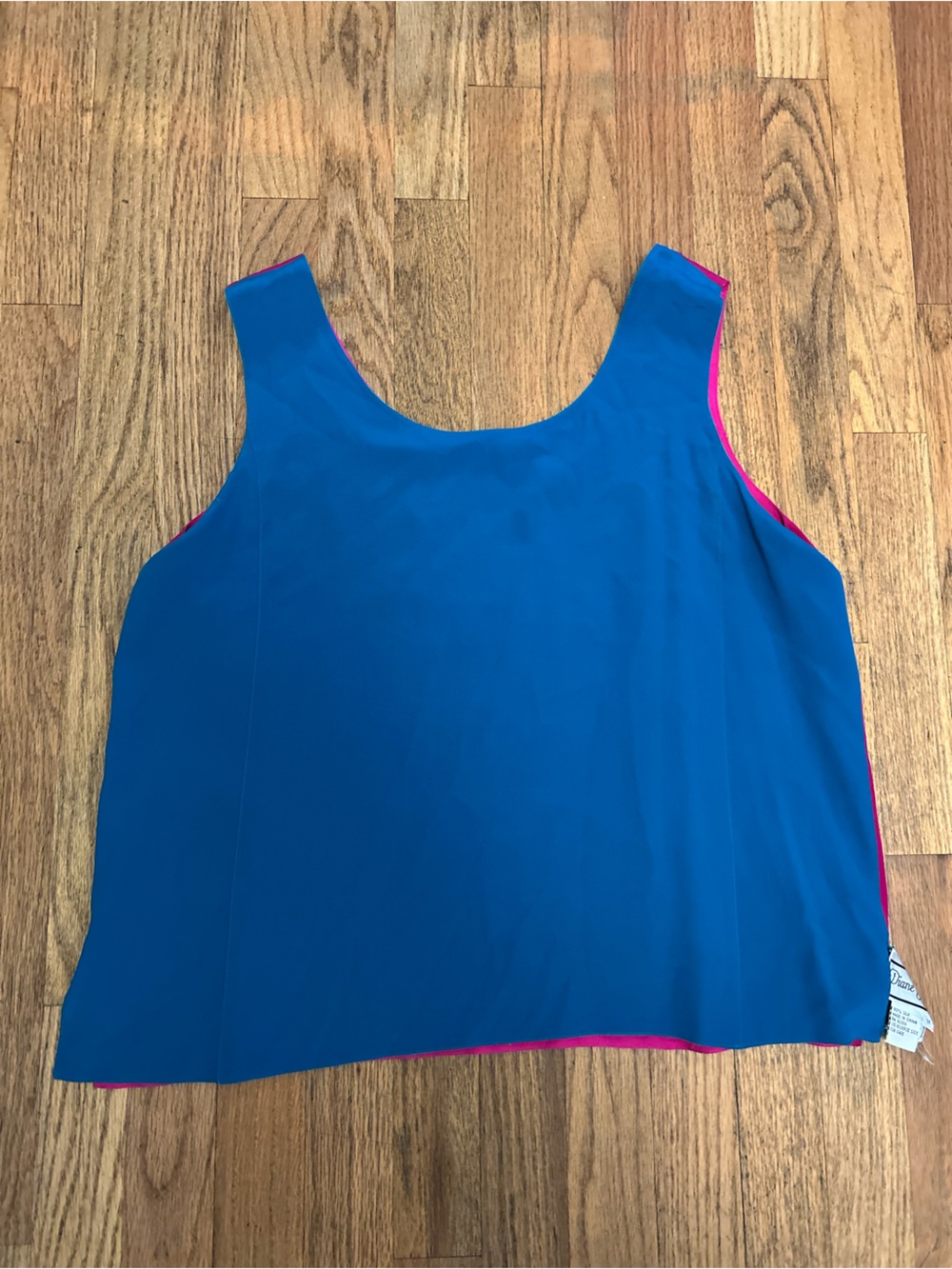 Diane Gilman Blue Tank Top with Pink Trim